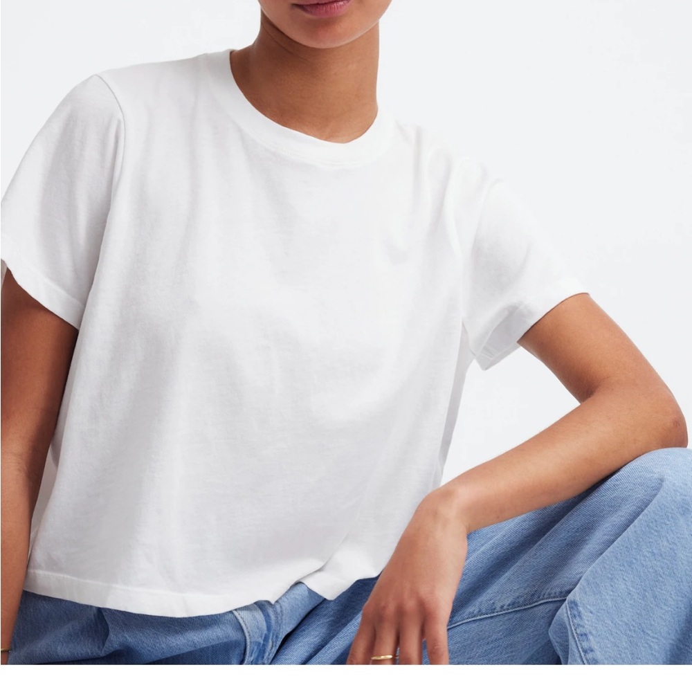 Madewell white soft fade boxy crop tee size XL